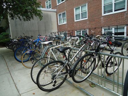 Bikes in a bike rack