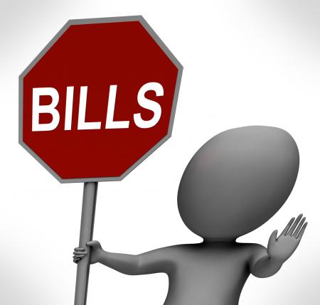 Bills Red Stop Sign Means Stopping Bill Payment Due