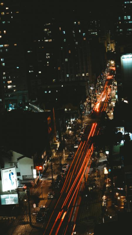 Bird's Eye View of City at Night Time