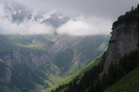 Bird's Eye View of Foggy Landscape