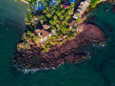 Bird's-eye View of House Near Body of Water