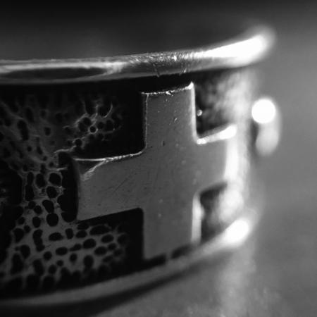 Black and Gray Cross Ring