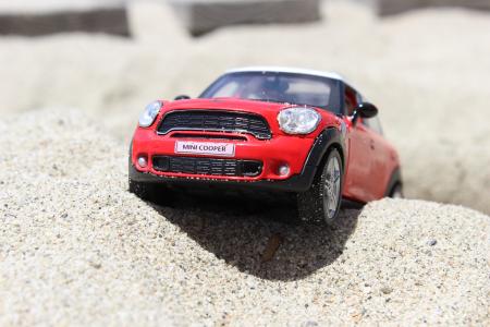 Black and Red Mini Cooper Scale Model