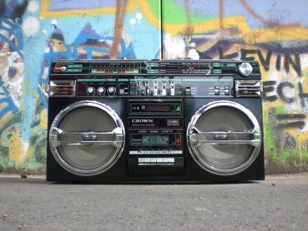 Black and Silver Cassette Player