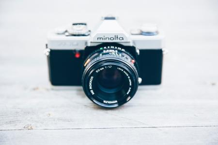 Black and Silver Minolta Camera