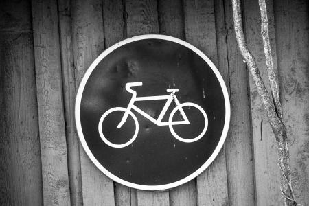 Black and White Bicycle Road Sign