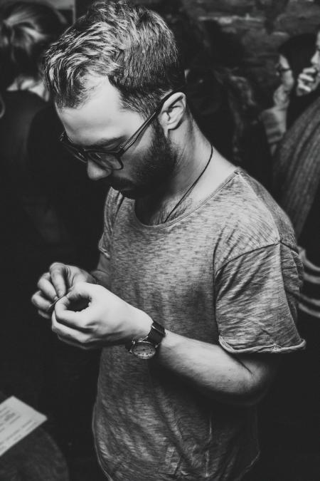 Black and White Photo of Man