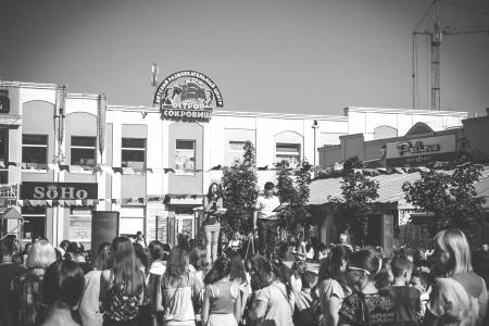 Black and White Photo of Soho Crowd