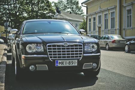 Black Chrysler 300c Parked on Road