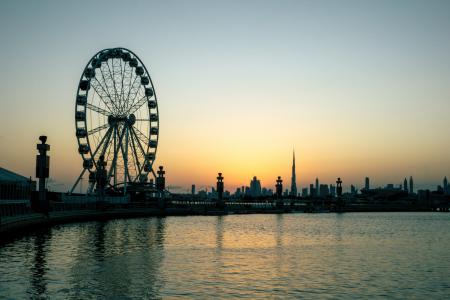 Black Ferris Wheel Near Body of Water