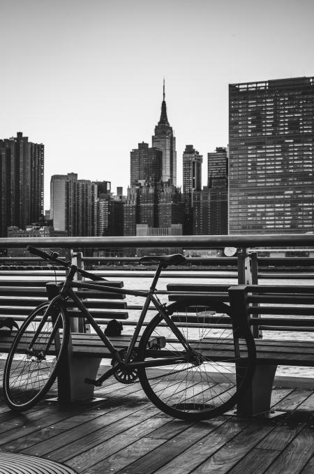 Black Road Bike Beside Bench