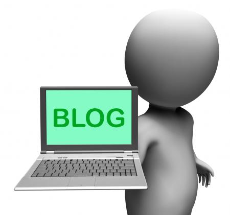 Blog Laptop Shows Blogging Or Weblog Internet Site