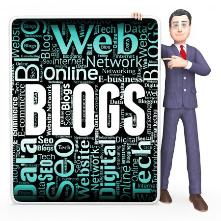Blogs Sign Indicates Web Site And Blogger