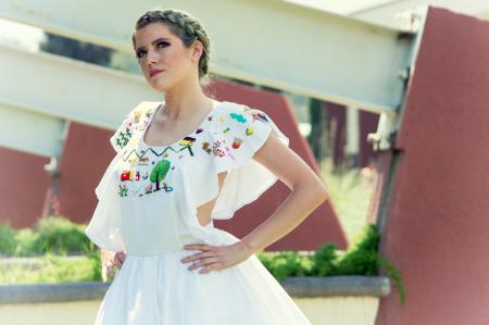 Blonde Woman In White Dress