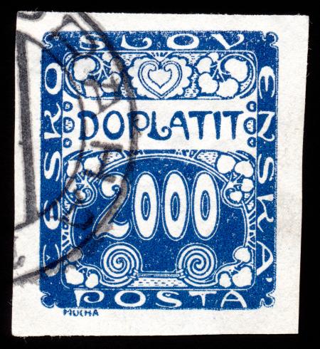 Blue Art Nouveau Stamp