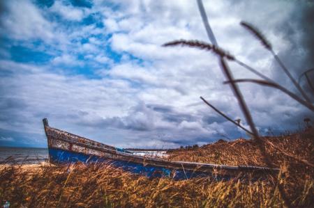 Blue Canoe Under the Blue Sky