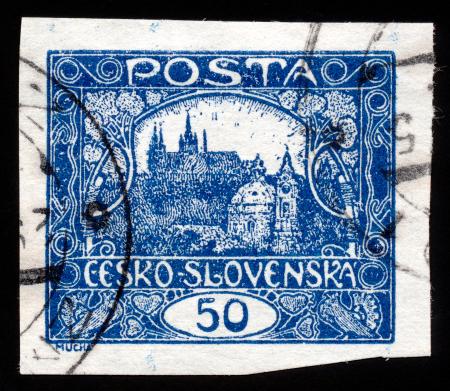 Blue Hradcany Castle Stamp