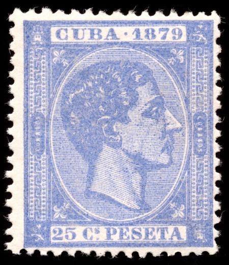 Blue King Alfonso XII Stamp