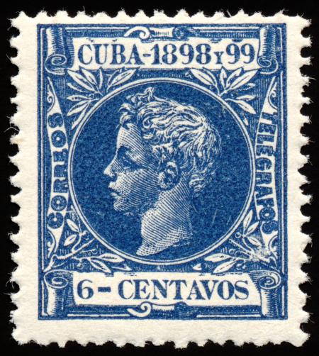 Blue King Alfonso XIII Stamp