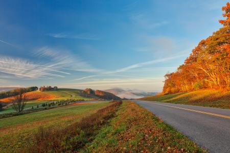 Blue Ridge Parkway - Golden Autumn Hour HDR