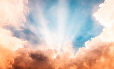 Blue sky with clouds and sun