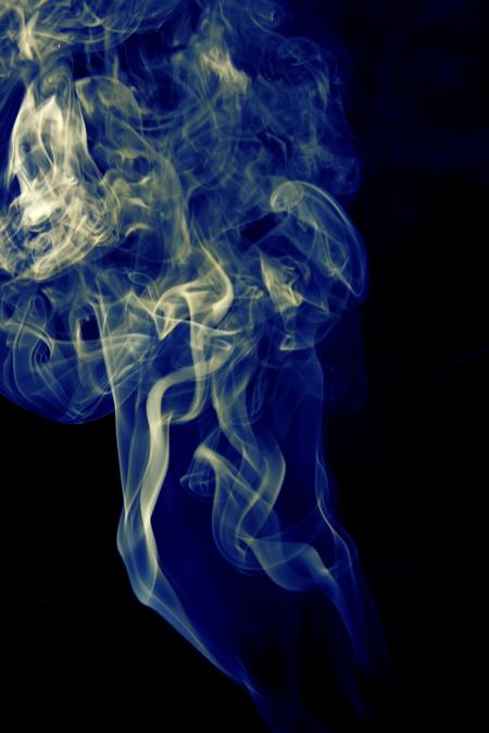 blue smoke on black