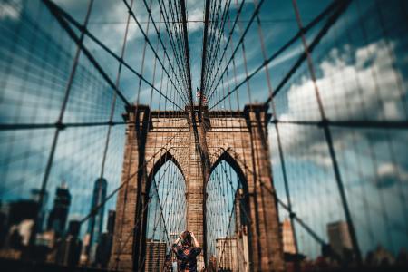 Blur Photo of Brooklyn Bridge at Daytime