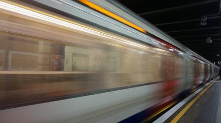 Blurred Motion of Train at Railroad Station