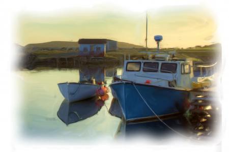 Boats by the Dock - Oil Painting