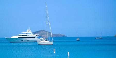 Body of Water and White Yacht