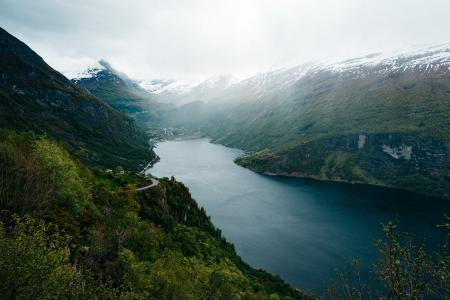 Body of Water Between Mountain Formation