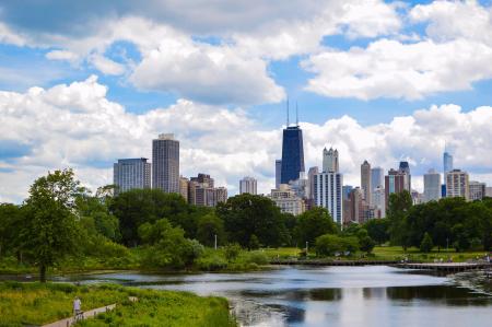 Body of Water, Forest, Then City Buildings