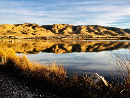 Body of Water Near Brown Mountains