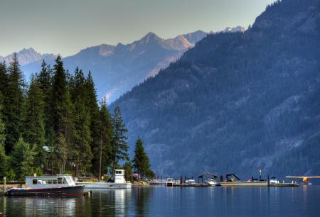 Body of Water Near Mountain Covered by Trees With Grey Clouds Above during Daytime