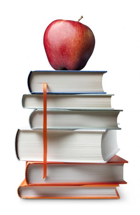 Books and apple