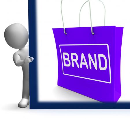 Brand Shopping Sign Shows Branding Trademark Or Label