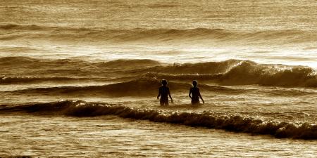 Braving the early morning sea