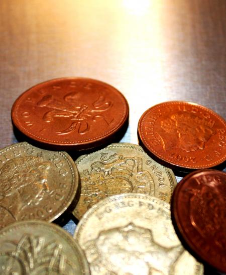 British pound coins closeup