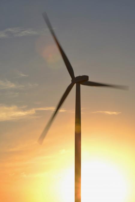 Brown 3-blade Windmill on Surise