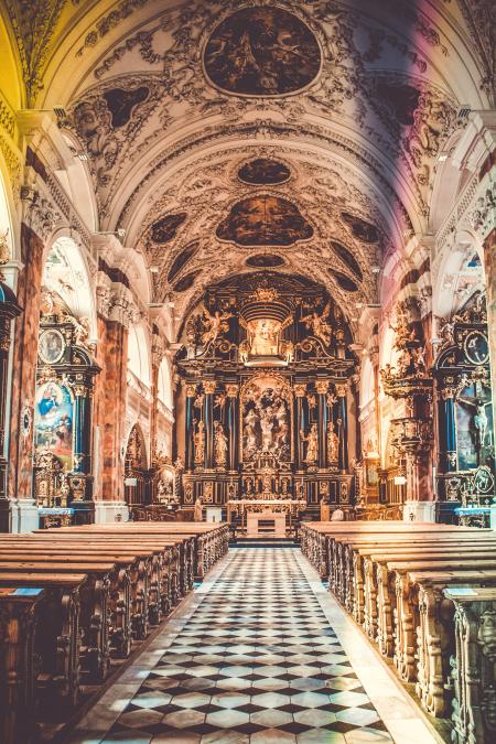 Brown and White Church Interior