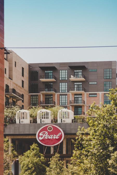 Brown and White Pearl Building