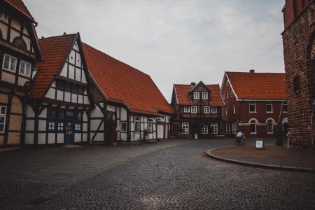 Brown and White Wooden Houses