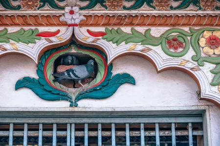Brown, Green and White Floral Vine Wall Embossed Decor