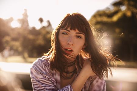 Brown Haired Woman Wearing Dress Shirt