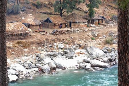 Brown Nipa Houses Beside River