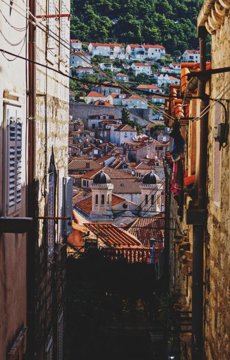 Brown Roof Tile over White Concrete Building