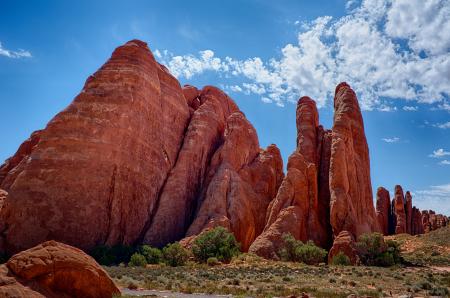 Brown Stone Formation Under Blue Skies at Daytime