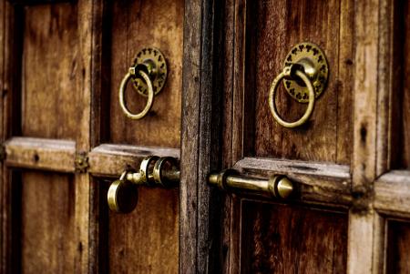 Brown Wooden Door With Locks