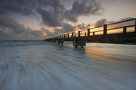 Brown Wooden Fishing Dock on Ocean