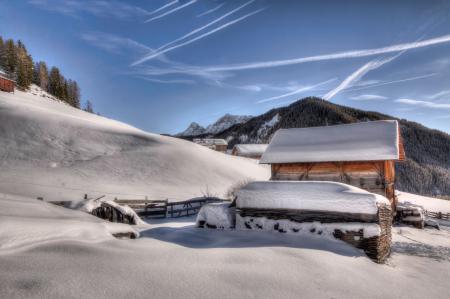 Brown Wooden House Covered With Snow